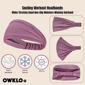 Cooling Workout Headbands Wider Stretchy Band Non-Slip Moisture Wicking Hairband Unisex One Size Mesh Sports Fitness Yoga Biking Hiking Camp