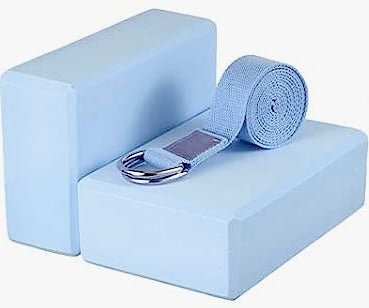 URBNFit Yoga Block - (2PC Blocks Set with Stretch Strap) - Moisture  Resistant High Density EVA Foam Block - Improve Balance